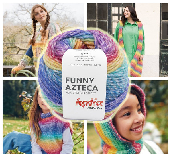 Katia Funny Azteca bunte Wolle mit Farbverlauf zum Stricken und Häkeln